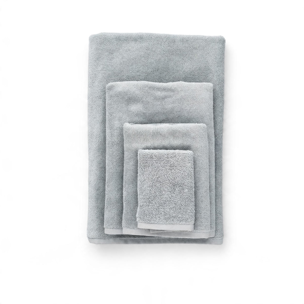 Mint Green plain towels shown in four sizes on a white background.