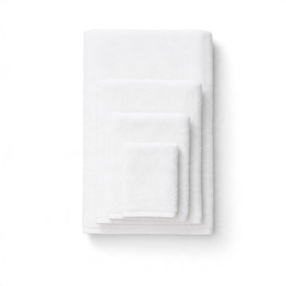 Off-White plain towels shown in four sizes on a white background.